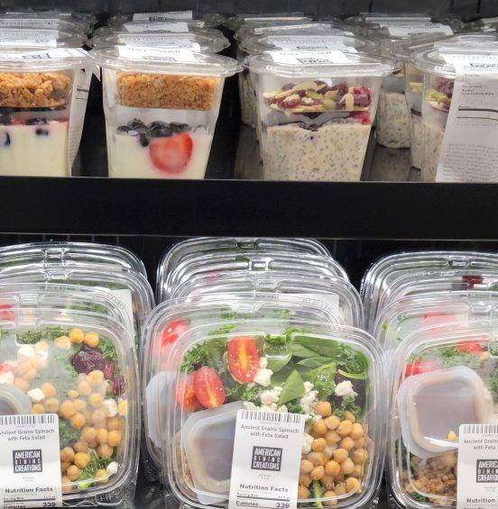 Fresh food options - salads, yogurt parfaits